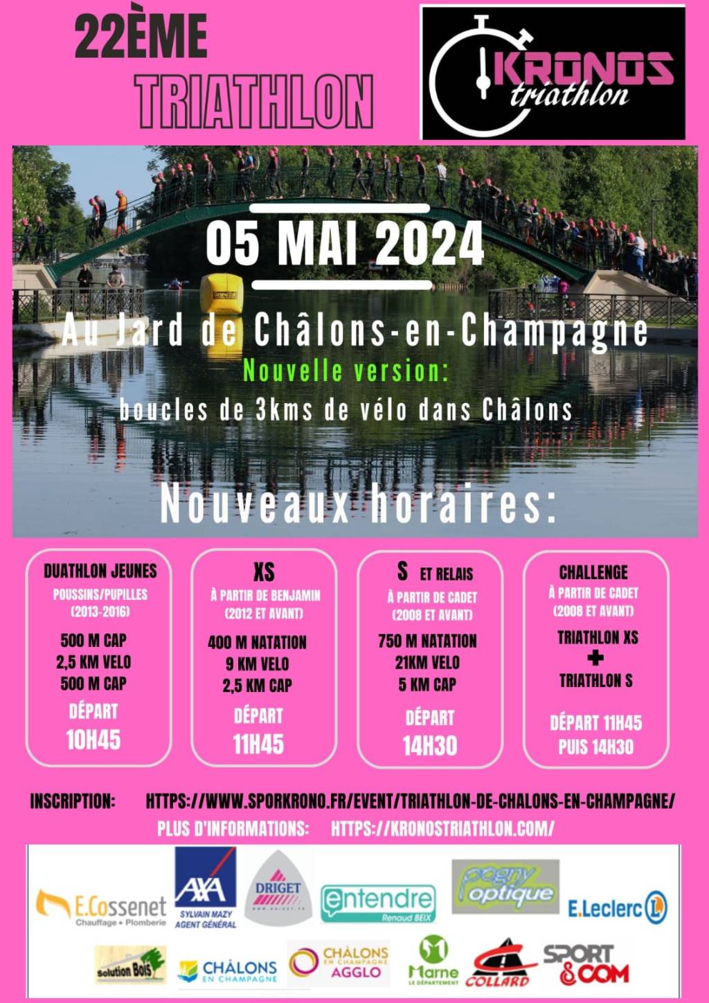 Inscriptions ouvertes 22ème Triathlon de Châlons-en-Champagne